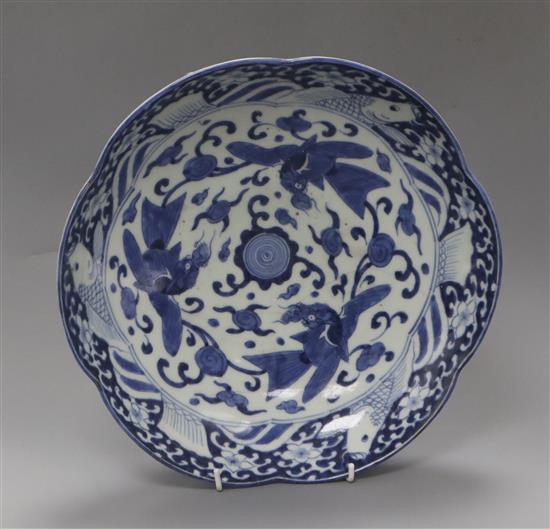 An Arita blue and white lobed dish diameter 30cm